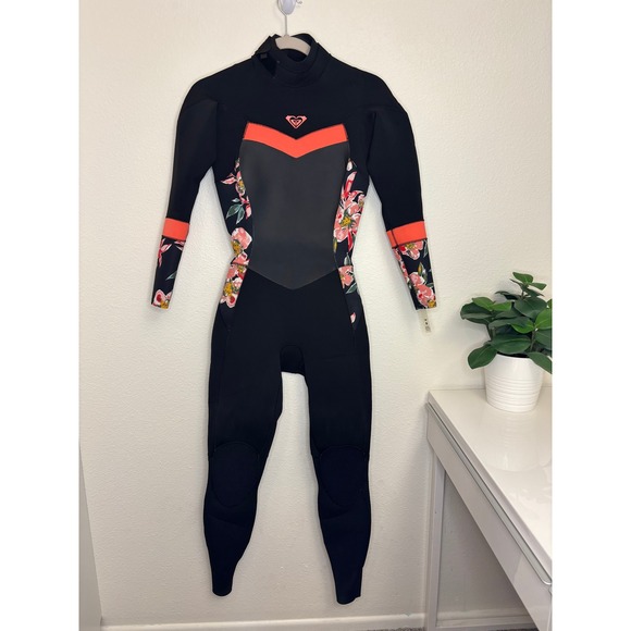 Roxy Other - Roxy Syncro 3/2mm Back Zip Full Wetsuit Women's Size 8 Floral ERJW103052 EUC